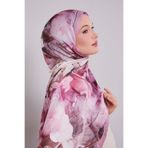 Levidor Pembe Karışık Yaprak Desen Hint İpeği Şal