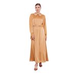levidor Taş Detaylı Saten Elbise, 42, V7056, Camel, Kadın