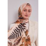 levidor Yaprak Desen Pamuk Şal, 75 x 190, V32084, Somon, Kadın