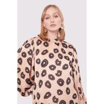 levidor Yuvarlak Desenli Tunik, 46, V9680, Camel, Kadın