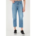 Levi's 501 Streç Pamuklu Regular Fit Yüksek Bel Kısa Paça Jeans Bayan Kot Pantolon A7739-0018 MAVİ