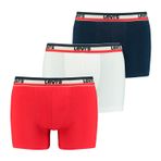 Levi's Boxer İç Çamaşırı Erkek 3'lü Paket, Beyaz/Mavi/Kırmızı, L
