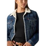 Levi's Original Trucker Ceket, Kadın Mont Dark Indigo - Flat Finish (0063), S
