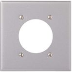Leviton Aluminum Finish Two Gang Power Outlet Receptacle Wallplate 001-4934