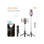 LEVONG G4 Selfie Çubuğu LED Işıklı Tripod Kablosuz Uzaktan Çekim Bluetooth