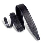 Levy's Leathers 6,35 cm Giysi Deri Gitar Askısı Floransa Kabartma Tasarım; Siyah (M317FG-BLK)