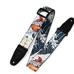 Levy's Leathers Hakiki Deri Uçlu 2 "Geniş Polyester Gitar Askısı; Koi Balık Motifi (MPD2-016)