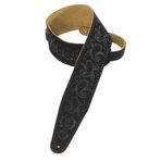 Levy's Leathers PMS44T03-BLK fırçalanmış süetten gitar askısı, şal desenli, siyah