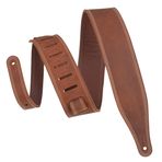 Levy's Leathers Tereyağı Çift Dikiş 6,35 cm genişliğinde Giysi Deri Gitar Askısı; Deluxe Seri - Kahverengi (M17BDS-BRN)