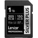 LEXAR 1 TB LSDSIPL001T-BNNNG SD Professional Silver Plus SDXC UHS-I Kart Up To 205MB/S Okuma 150MB/S Yazma Hafıza Kartı