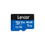 Lexar 1 TB Mavi Mikro SD Kart 160 MB/sn'ye kadar, microSDXC UHS-I Hafıza Kartı, SD Adaptörlü, C10, U3, A2, V30, Full HD, 4K UHD, Yüksek Hızlı TF Kartı