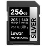 Lexar 256 GB Profesyonel Gümüş SDXC Hafıza Kartı, UHS-I, C10, U3, V30, 4K Video, 205/140 MB/s'ye Kadar Okuma/Yazma, Profesyonel Fotoğrafçı, Video Görüşçü, Meraklısı (LSDSILV256G-BNNNU)