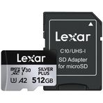 Lexar 512 Profesyonel microSDXC Hafıza Kartı w/SD Adaptör, UHS-I, C10, U3, V30, Full-HD 4K Video, 205/150 MB/s' kadar Okuma/Yazma, Videografçılar, Oyuncular (LMSSIPL512G-BNANU)