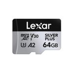 Lexar 64Gb Silver Plus 205Mb 4K V30 Uhsı Micro Sd Hafiza Karti