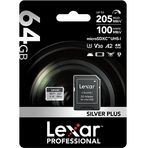 Lexar 64Gb Yüksek Performanslı Silver Plus microSDXC Uhs-I up to 205MB/s Okuma 100MB/s Yazma Hafıza Kartı