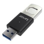 Lexar JumpDrive Fingerprint F35 64 USB 3.0 Flash Sürücü, 300 MB/s' kadar okuma/150 MB/s yazma, USB bellek, 10 parmak izi kimliğine izin verilir, bellek çubuğu, PC/Laptop (LJDF35P064G-RNBNG)