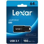 Lexar LJDS080064G-BNBNG Jumpdrive S80 USB 3.1 Up To 150 MB/S Read and 60 MB/S Write 64 GB USB Flash Bellek
