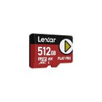 Lexar Play Pro Microsdxc Ekspres Kart 512 Gb, 900 Mb/s'ye Kadar Okuma, 600 Mb/s'ye Kadar Yazma, Oyun Için Optimize Edilmiş, A2, 4k, El Konsolları Için Yüksek Hızlı Bellek Kartı,oyun Cihazları