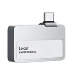 Lexar Professional Go Taşınabilir SSD 2 Tb, Ultra Kompakt, Apple Prores'i Destekler, 1050 Mb/s'ye Kadar Okuma ve 1000 Mb/s'ye Kadar Yazma, USB 3.2 Gen 2, IP65, iPhone 15/16 Pro Için, Gümüş
