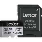 Lexar UHS-I V30 128 GB 205 MB/s Silver Plus microSD Hafıza Kartı