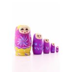 Lexi Bella İç İçe Geçen Dekoratif Ahşap Tombul Matruşka Bebek Pembe Set 5li Büyük Boy