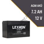 Lexron 12 volt 7.2 amper kuru tip akü