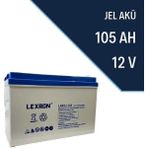 Lexron 12V 105Ah Derin Deşarj Jel Akü Solar Enerji Sistemleri için Uzun Ömürlü