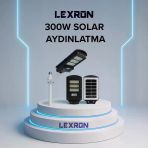 Lexron 300W Solar Güneş Enerjili Sensörlü Uzaktan Kumandalı Bahçe Ve Sokak Lambası