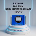 Lexron Pwm 20 Amper Solar Güneş Paneli Akü Şarj Kontrol Cihazı 12 - 24 Volt Şarj Kesici