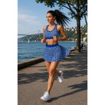 Leyal moda Kadin sax kendinden Sütyenli Pedli Büstiyer Şortlu Etek Tenis Fitness Plaj Takımı