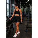 Leyal moda Kadın Siyah Şortlu Etek Büstiyer Takım Yüksek Bel Spor Fitness Koşu Tenis Takımı