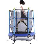 Leyaton 140 cm Mavi Fileli Korumalı Trampolin Eğlenceli Tasarım ve Güvenlik Özellikleriyle