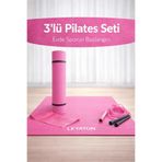 Leyaton Pilates Minderi, Pilates Lastiği, Atlama İpi Set, 6mm, Pembe