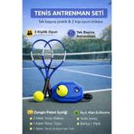 Leyaton Tenis Seti, 2 Adet 21 inç Raket, Tenis Topu, Taşıma Çantası, Tenis Antrenman Aparatı, Mavi