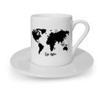 Leydi Collection World Map Tasarımlı Siyah 1 Türk Kahvesi Fincanı