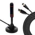 LEYF HDLine & HD-980T/HD-990T TV anteni, güçlü, High Gain VHF-UVF-FM DVB-T2 dekoder TNT HD manyetik soketli karasal anten, TV sinyalinin güçlü bir şekilde alınması için taşınabilir, 3 m