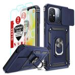 LeYi Xiaomi Redmi 12C/12 C/Redmi 11A için kamera koruyucu kılıf cep telefonu kılıfı [2 sert cam koruyucu film], metal halka koruyucu kılıf askeri standart darbeye dayanıklı sağlam kapak tutucu cep