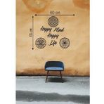 Leylaser 65x60 cm Happy Mind Happy Life Ahşap Duvar Yazısı