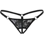 Leyna TM1167 Dantelli Özel Bölgesi Açık Siyah G-String