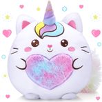 Leyndo 16 inç Caticorn Peluş Kırlent Sevimli Unicorn Kedi Doldurulmuş Hayvanlar Yumuşak Peluş Doldurulmuş Caticorn Yastık Doğum Günü Sevgililer Günü Partisi Favor Hediye Kanepe Yatak Odası Çocuk Odası