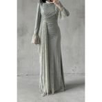 leyuze Lace Tesettür Abiye Mınt Yeşili
