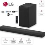 Lg 300W Soundbar & Ev Sienama Sistemi 2.1 Kanal Çevresel Ses, Dolby Audio 2.1 Kanallı Mükemmel Ses Bluetooth 5.3+Hdmı Arc+Optik +Usb Bağlantı - Siyah