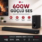 Lg 600W Yüksek Ses ve Kaliteli Soundbar, 4.1 Kanal Sinema Kalitesi, Kablosuz Bluetooth Optik ve USB - Siyah