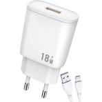Lg G2 G3 G4 G5 G6 Q6 Q60 K40S Mini Beat Şarj Aleti Micro USB Set 18W SY-18WM - Beyaz