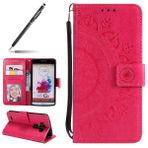 LG G4 için Uposao PU Kılıf, Flip Cover Case Tampon, Deri Cüzdan Flip, Flip Cover, Mandala Kılıf, LG G4 için Ultra İnce Kılıf, Kırmızı