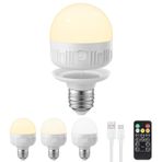 LGMCF USB-C şarj edilebilir ampul, uzaktan kumandalı, 3 renk kısılabilir, E27 LED ampul, pilli, 6 W dokunmatik kontrol pilli ampul, zamanlama fonksiyonlu, acil durum ışığı, manyetik, 1 paket