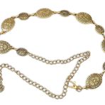 Lhbwhiz Zincir Kemeri, Kadın Bel Kemeri, Ayarlanabilir Bel Zinciri, Metal Kemer, Vintage Alaşım Kemer, Bel Zinciri Kemeri, Moda Zincir Kemeri, Elbiseler için Kot Western Cowgirl Aksesuarları (Altın,