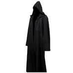 LHJ Erkek Tunik Kapüşonlu Elbise Pelerin Şövalye Fantezi Havalı Cosplay Kostüm Siyah, XX-Large