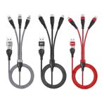 LHJRY USB A/C - Çoklu Şarj Kablosu, 4ft 3Pack Evrensel 6'sı 1 Arada USB Cep Telefonu Kabloları, Dizüstü Bilgisayar/Tablet/Telefon için Telefon/Tip C/Mikro USB Konnektörlü Çoklu Şarj Kablosu (Gri,