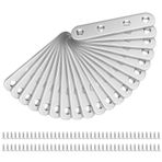 LHOEST 20 adet yassı bağlantı delikli plaka, paslanmaz çelik, ahşap bağlantı metal 77 x 16 x 2 mm, yassı demir delikli bağlantı elemanı, mobilya onarımı için 40 sabitleme vidası ile